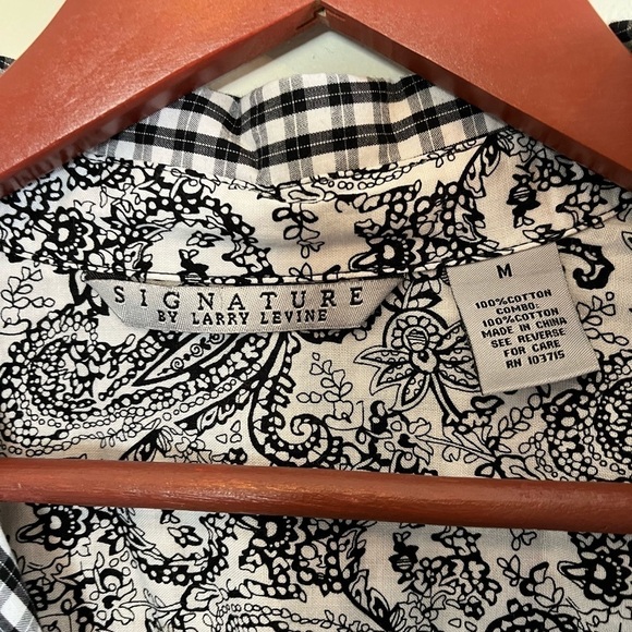 Buffalo black & white check Shirt Signature Larry Levine Long Sleeve Women's M - Picture 3 of 14